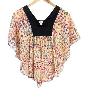 Urban Outfitters Lux Heart Print Poncho Top Sz S